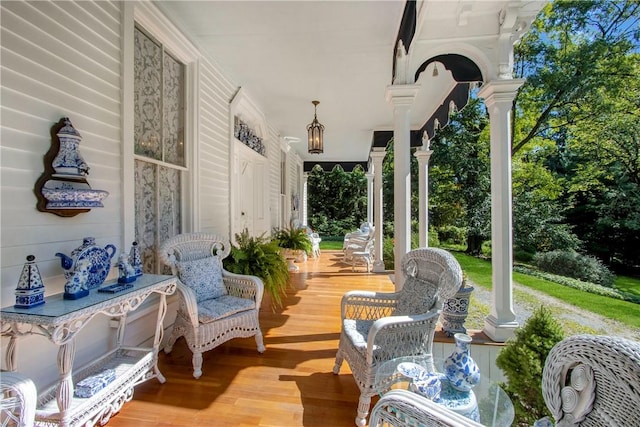 view of patio featuring covered porch