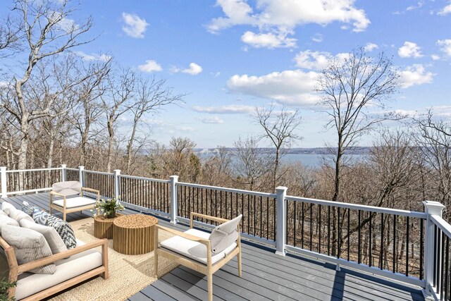 201 Tweed Blvd, Piermont, NY 10960 - wooden deck with an outdoor hangout area