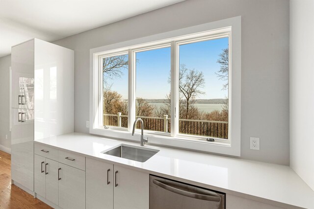 201 Tweed Blvd, Piermont, NY 10960 - kitchen with dishwasher, light countertops, and light wood finished floors