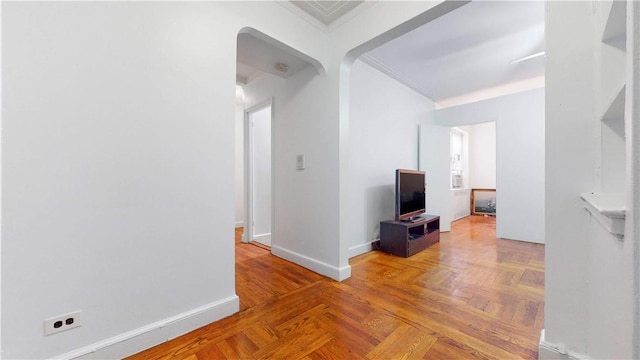 2191 Bolton St Unit 5E, Bronx, NY 10462 - hallway with ornamental molding, baseboards, and arched walkways