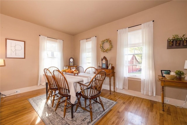 dining room with light wood-type flooring