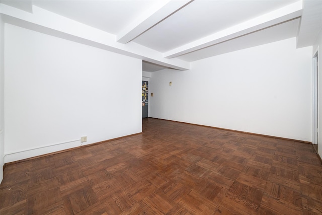 interior space featuring dark parquet flooring