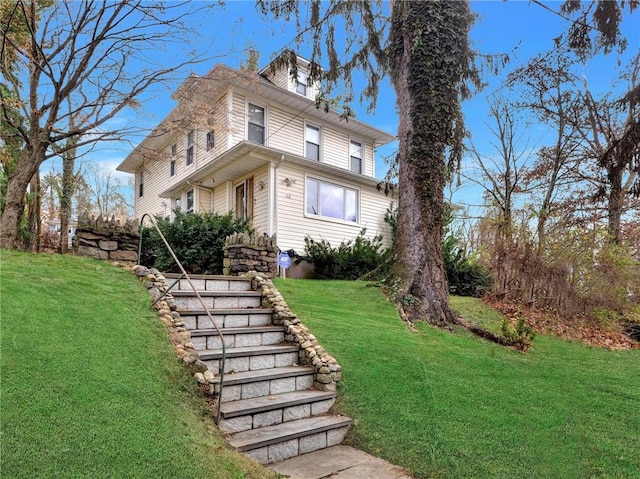 exterior space featuring a lawn