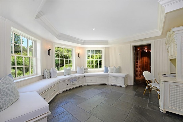 interior space featuring a tray ceiling