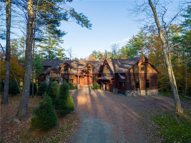 view of log home