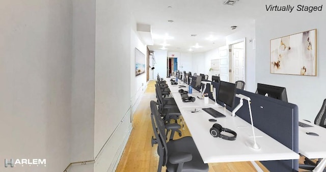 office featuring light wood-type flooring