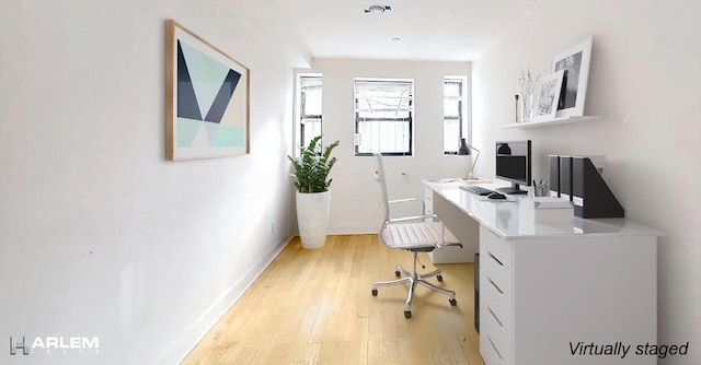 office featuring light hardwood / wood-style flooring