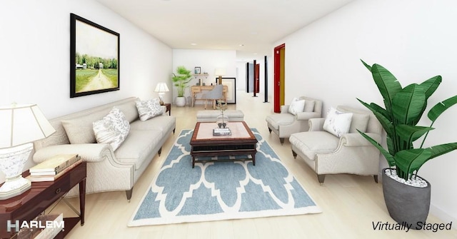 living room featuring light hardwood / wood-style flooring