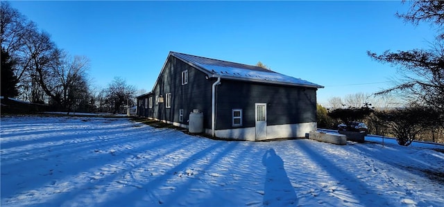 view of snow covered exterior