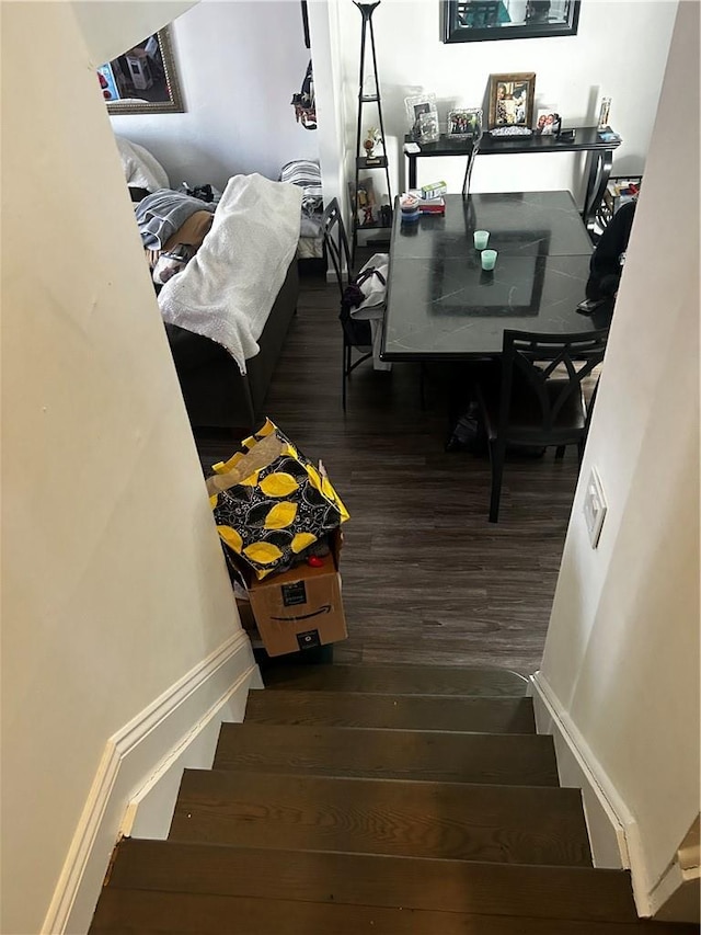 staircase featuring wood finished floors