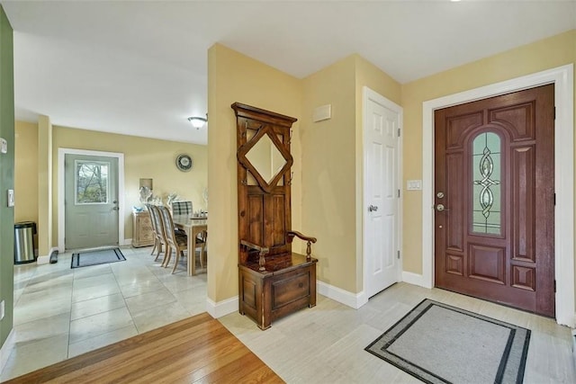 entrance foyer with light hardwood / wood-style flooring