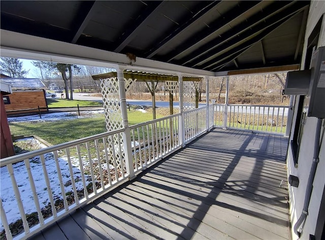 wooden deck featuring a porch