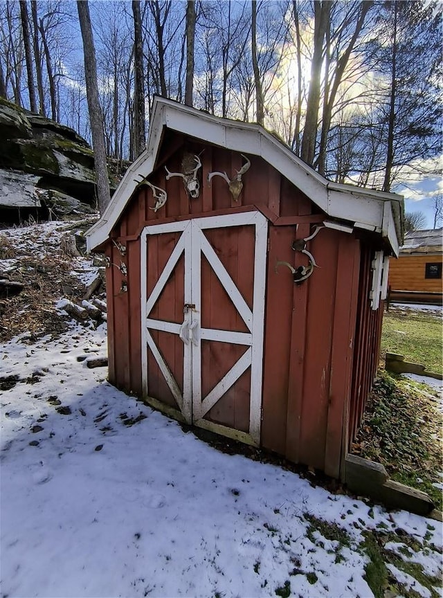 view of snow covered structure