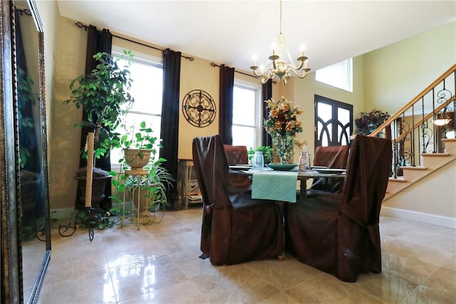 dining room featuring an inviting chandelier