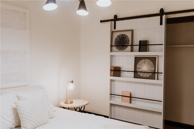 bedroom with a barn door