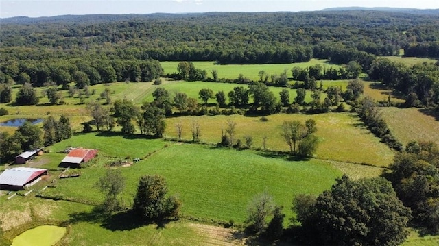 drone / aerial view with a rural view and a water view