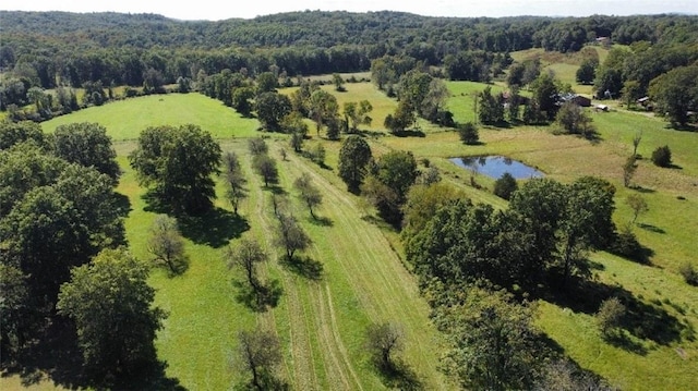 drone / aerial view with a rural view and a water view