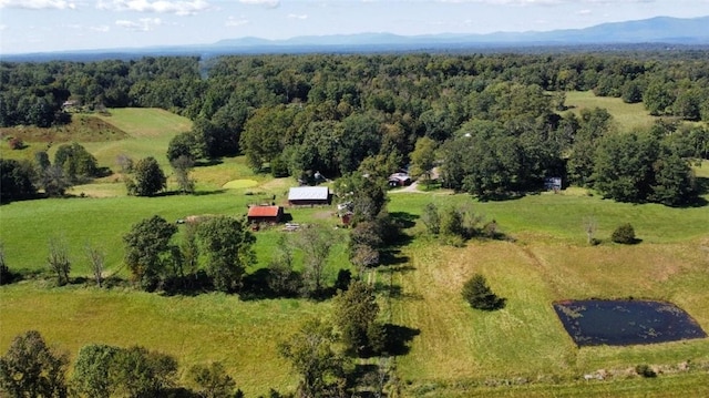 drone / aerial view featuring a mountain view