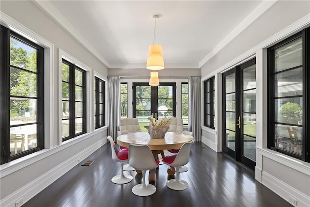 sunroom featuring french doors