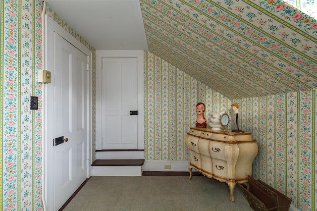 interior space featuring vaulted ceiling