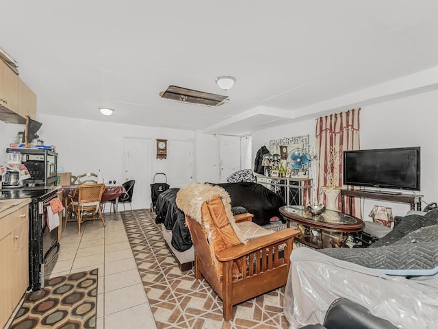 view of tiled living room