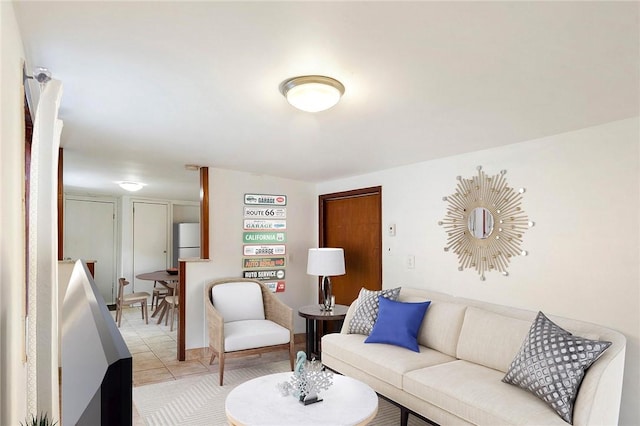 view of tiled living room