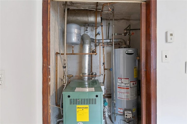 utility room with water heater