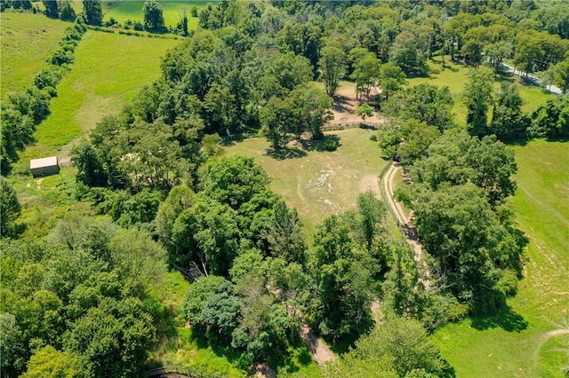 birds eye view of property with a rural view