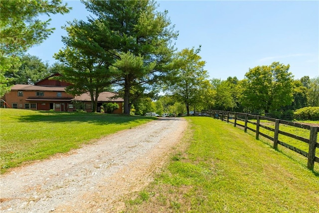 view of road featuring a rural view