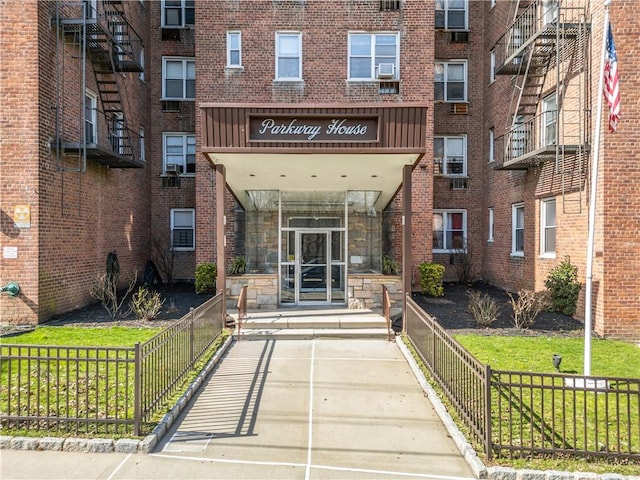 view of building exterior featuring cooling unit