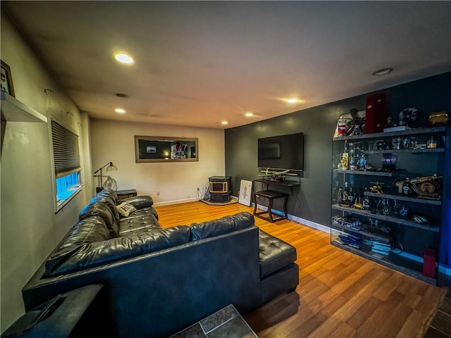 living room with hardwood / wood-style floors