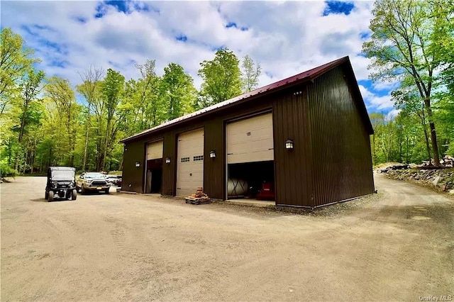 exterior space with a garage