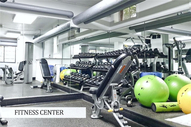 workout area featuring a wealth of natural light