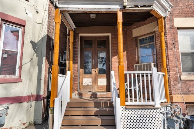 entrance to property featuring french doors