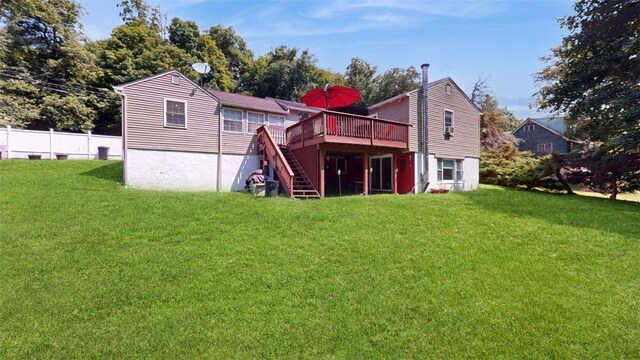 59 Ludingtonville Rd, Holmes, NY 12531 - rear view of house with a wooden deck and stairs