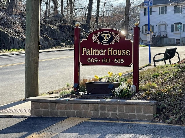 view of community sign