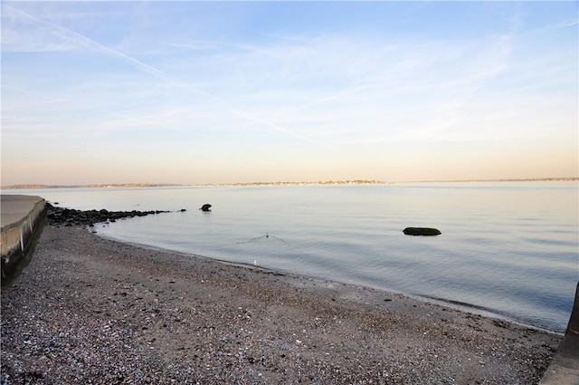 view of water feature with a view of the beach