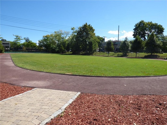 view of community featuring a lawn