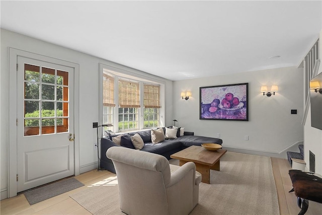 living room featuring light hardwood / wood-style floors