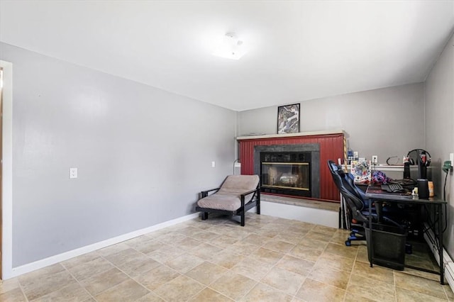 7 Joan Ln, Wappingers Falls, NY 12590 - office featuring a glass covered fireplace
