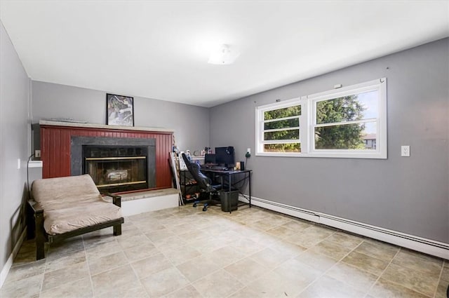 7 Joan Ln, Wappingers Falls, NY 12590 - office with baseboard heating and a glass covered fireplace