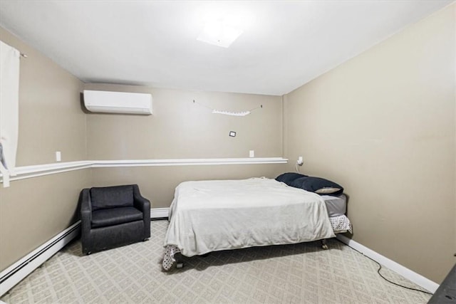 7 Joan Ln, Wappingers Falls, NY 12590 - carpeted bedroom with baseboard heating, a wall mounted AC, and baseboards