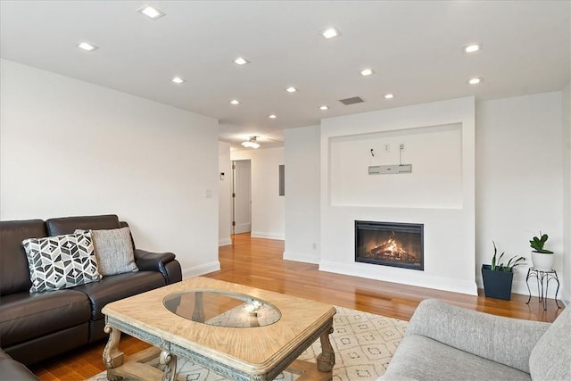 living room with hardwood / wood-style floors