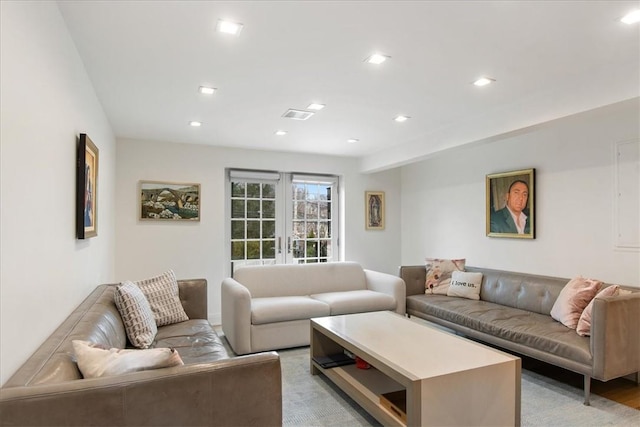 living room with french doors