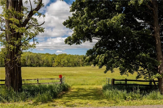 exterior space featuring a rural view and a lawn