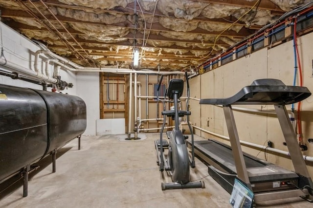 workout area featuring heating fuel