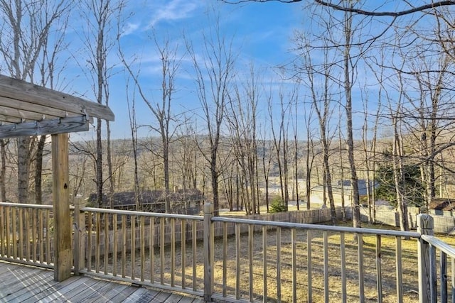 wooden deck with fence and a pergola