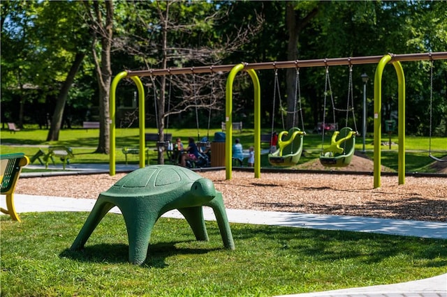 view of playground featuring a yard