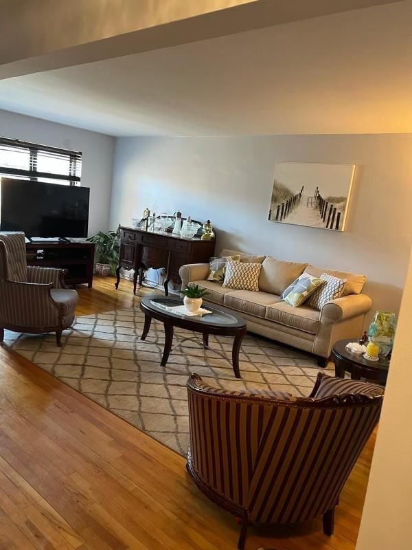 living room with hardwood / wood-style floors