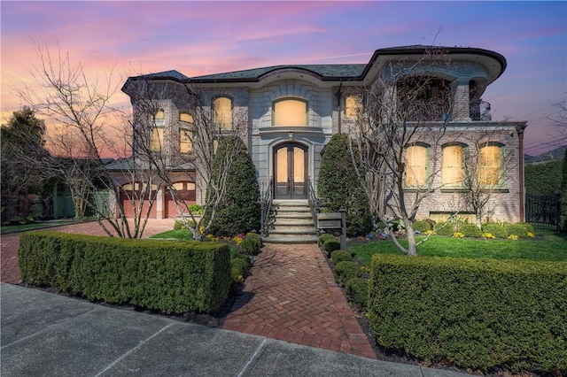 view of front of home with french doors